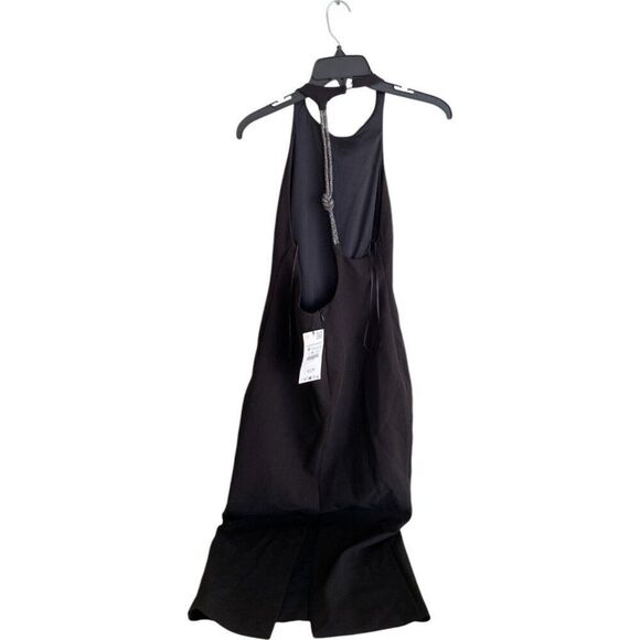 Zara Women Midi Dress Size M Black Shiny Halter Neck Cocktail 8620/707 NWT - Picture 6 of 16